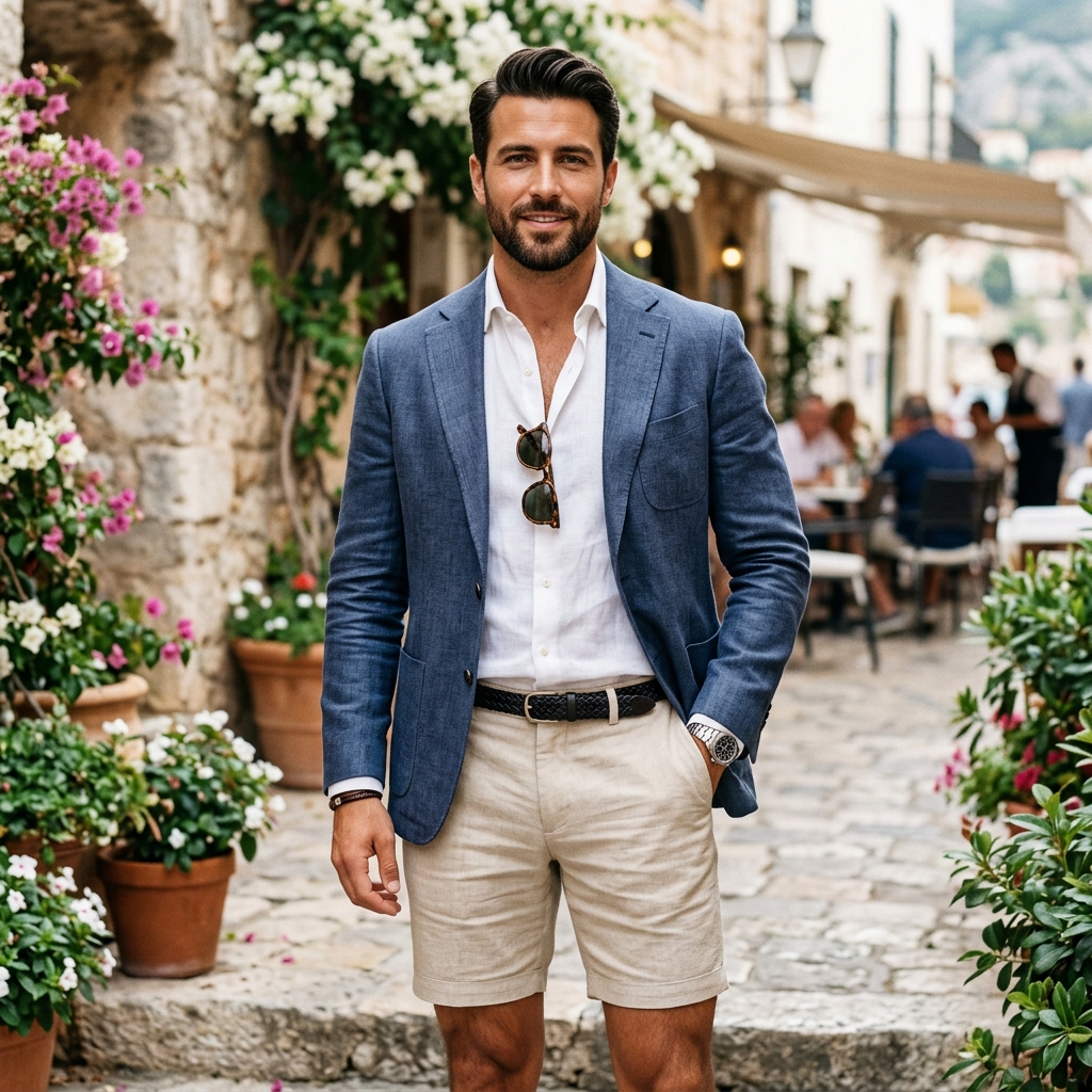 Semi-formal men's outfits with casual summer shorts: 29 practical ideas and execution guide